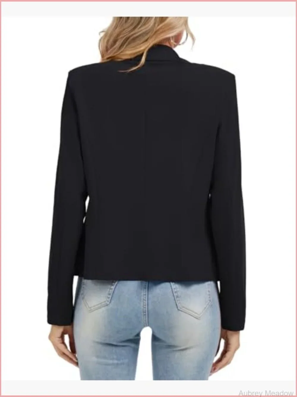 Long Sleeve Notch Lapel Blazer with Padded Shoulders